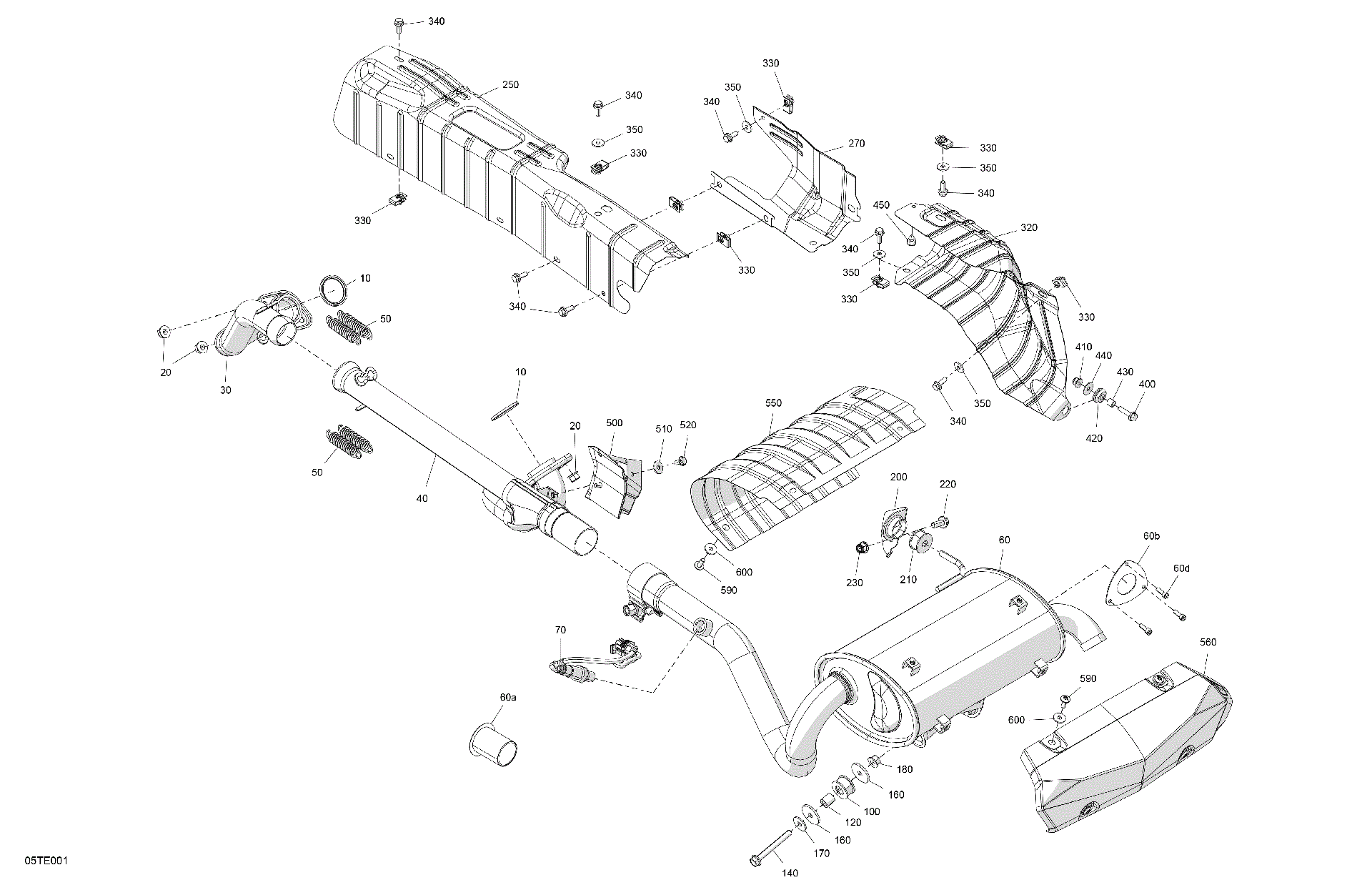 An Image of a Genuine Can-Am Parts Schematic Diagram showing the schematic - ENGINE - EXHAUST