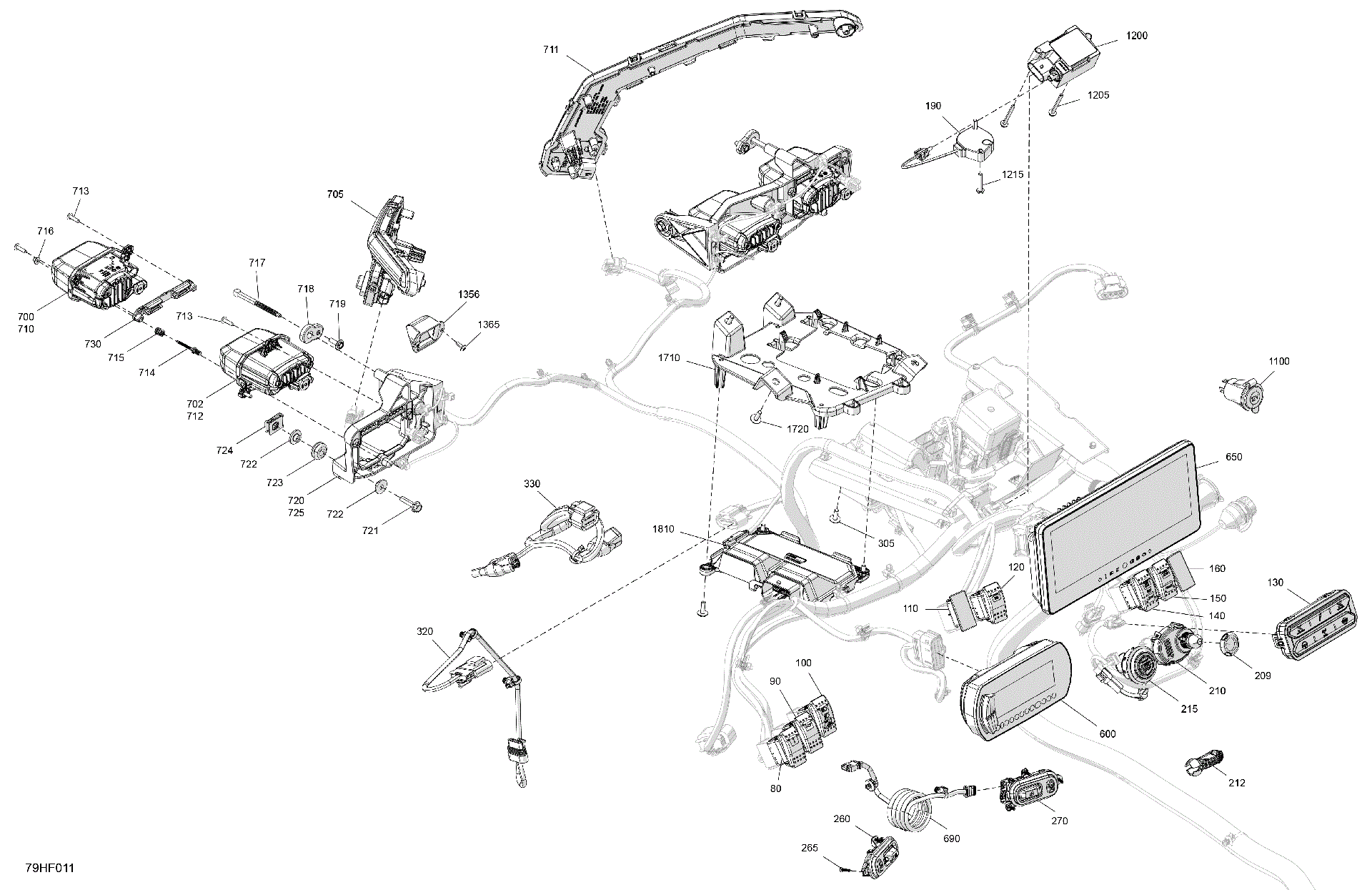 An Image of a Genuine Can-Am Parts Schematic Diagram showing the schematic - ELECTRIC - FRONT SECTION