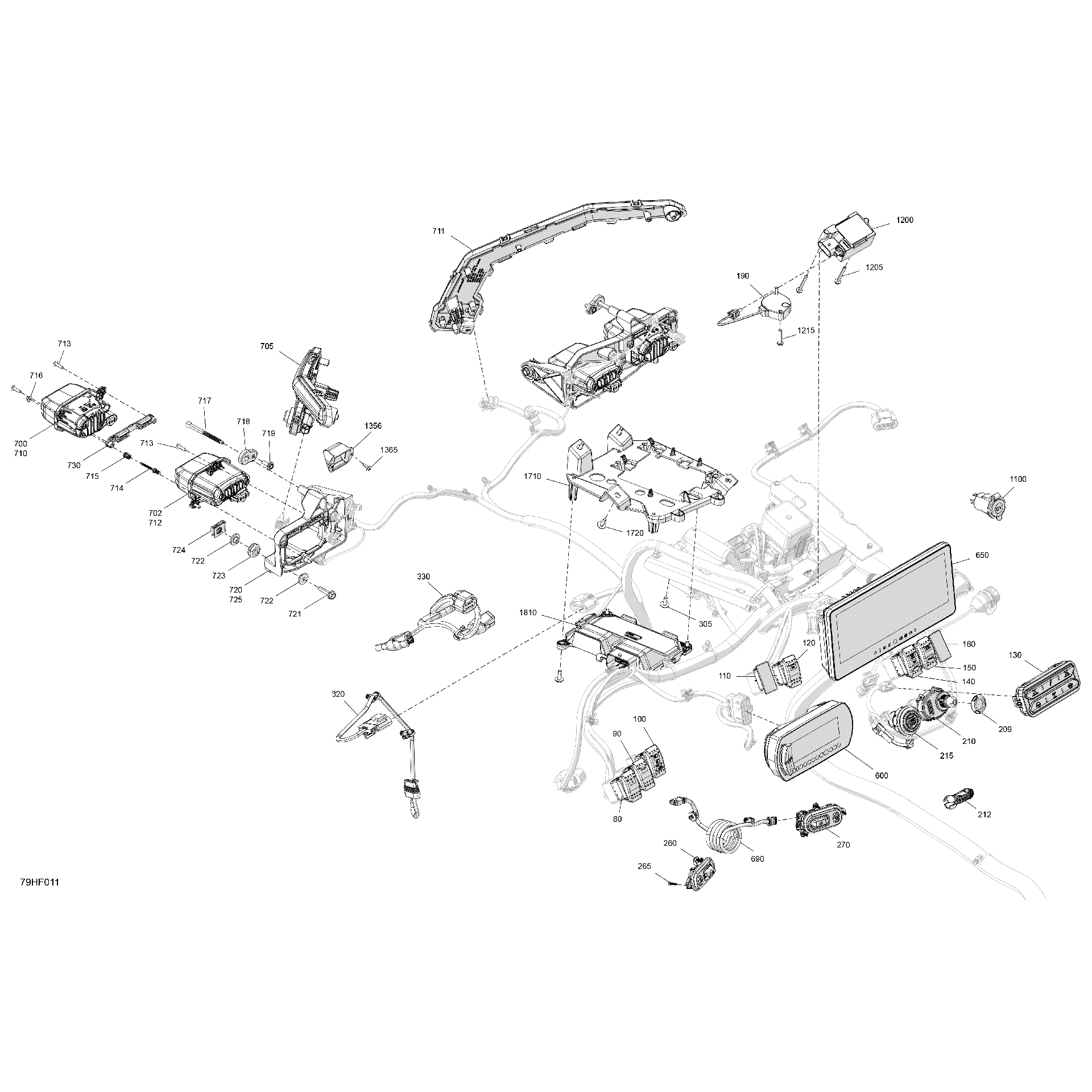 An Image of a Genuine Can-Am Parts Schematic Diagram showing the schematic - ELECTRIC - FRONT SECTION