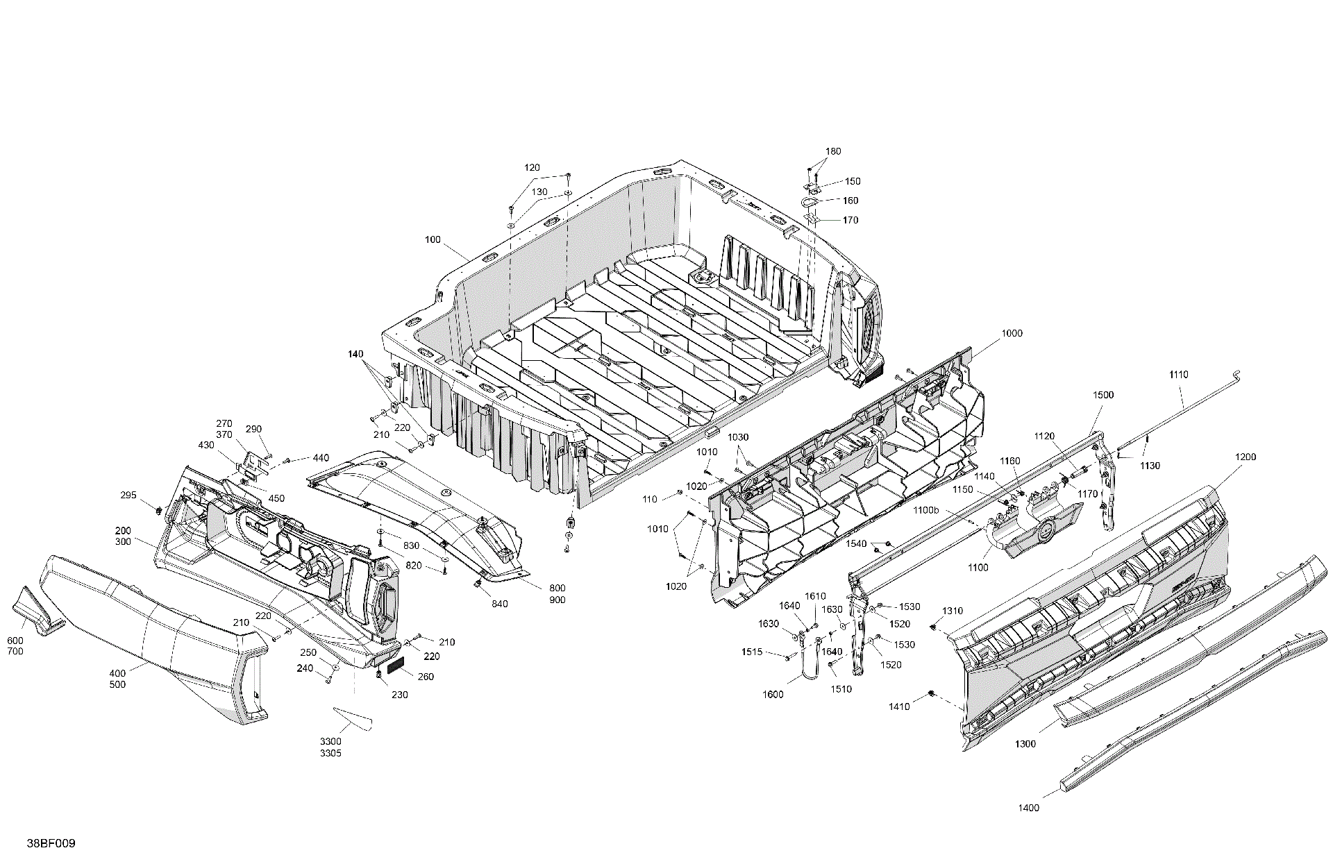 An Image of a Genuine Can-Am Parts Schematic Diagram showing the schematic - BODY - CARGO - UPPER SECTION