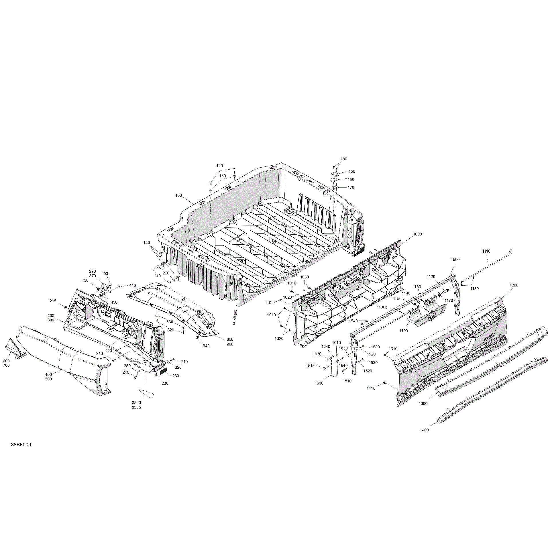 An Image of a Genuine Can-Am Parts Schematic Diagram showing the schematic - BODY - CARGO - UPPER SECTION