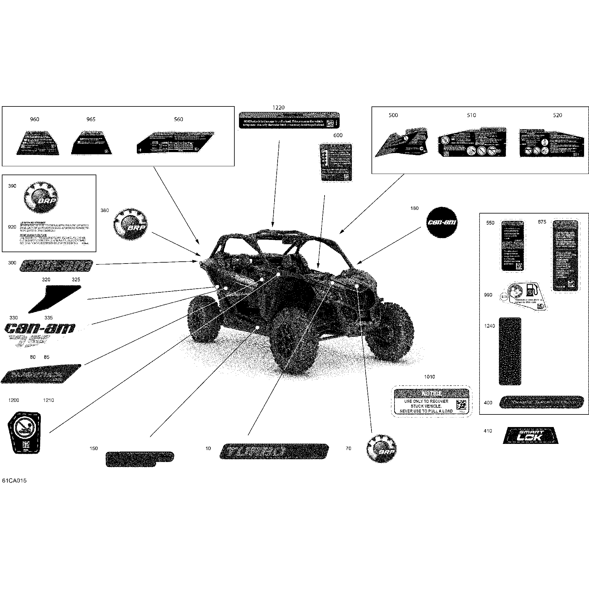 An Image of a Genuine Can-Am Parts Schematic Diagram showing the schematic - BODY - DECALS - X DS