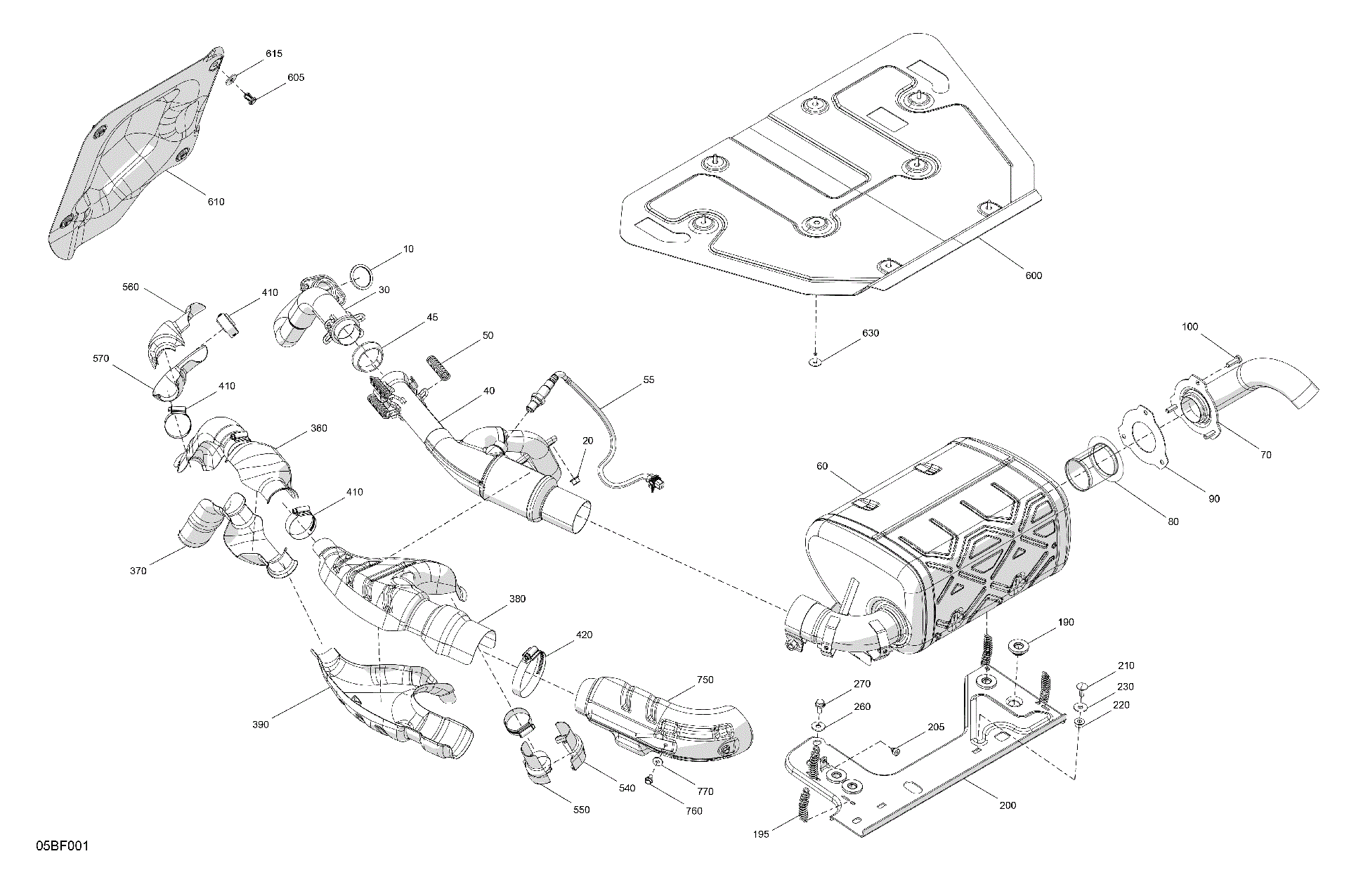 An Image of a Genuine Can-Am Parts Schematic Diagram showing the schematic - ENGINE - EXHAUST