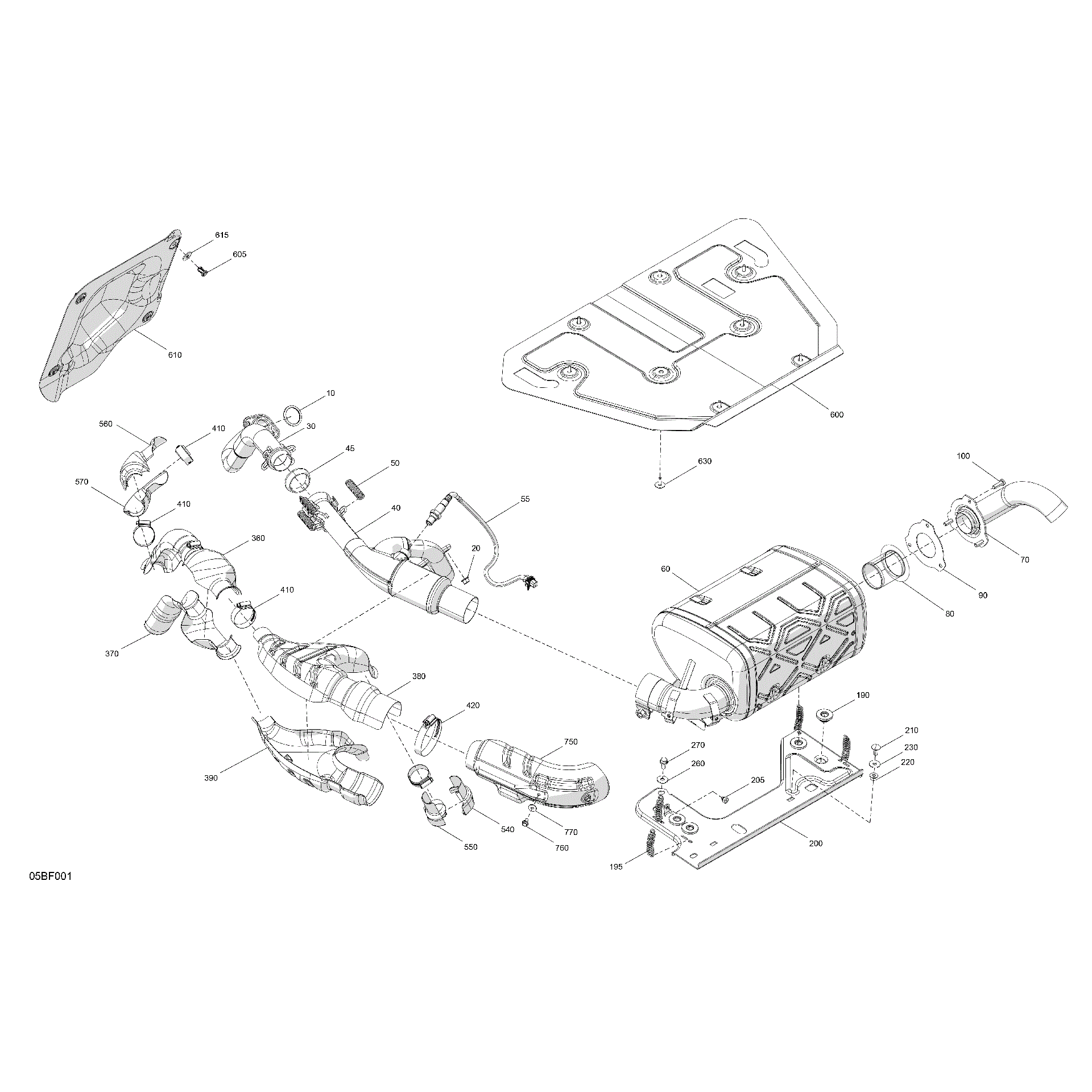 An Image of a Genuine Can-Am Parts Schematic Diagram showing the schematic - ENGINE - EXHAUST