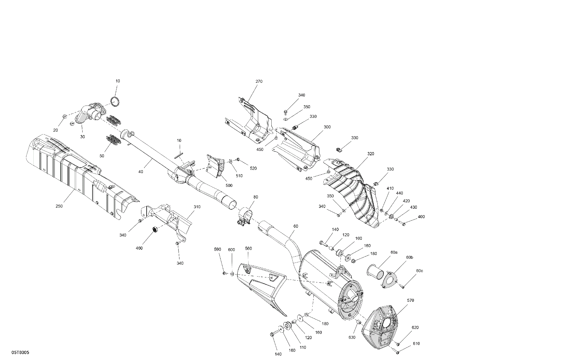 An Image of a Genuine Can-Am Parts Schematic Diagram showing the schematic - ENGINE - EXHAUST