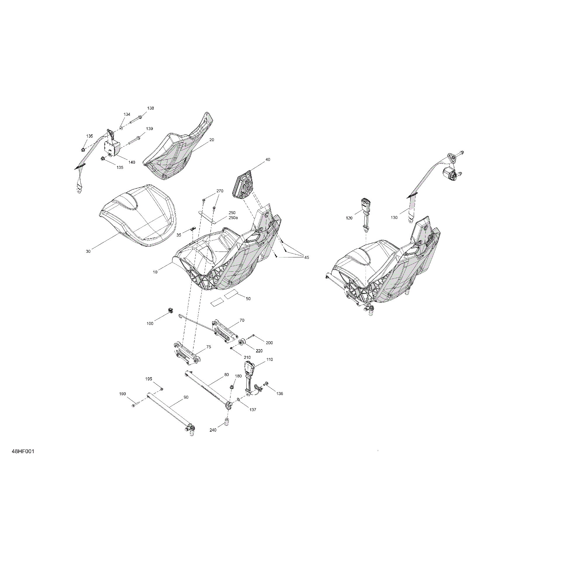 An Image of a Genuine Can-Am Parts Schematic Diagram showing the schematic - BODY - SEAT