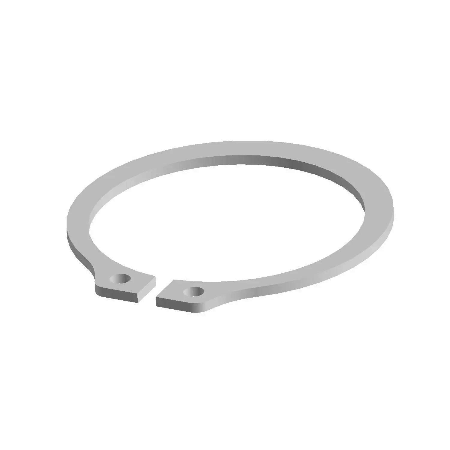 A 3D rendering of the Retaining Ring by Polaris, a metallic OEM part with two holes at the ends for circlip pliers, often used in drivetrain components, shown on a white background.