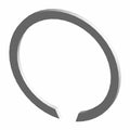 Thin, metallic black snap ring with a small gap for securing motorcycle components.