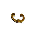 Small gold-toned metal E-ring retainer clip with open-ended circular shape.