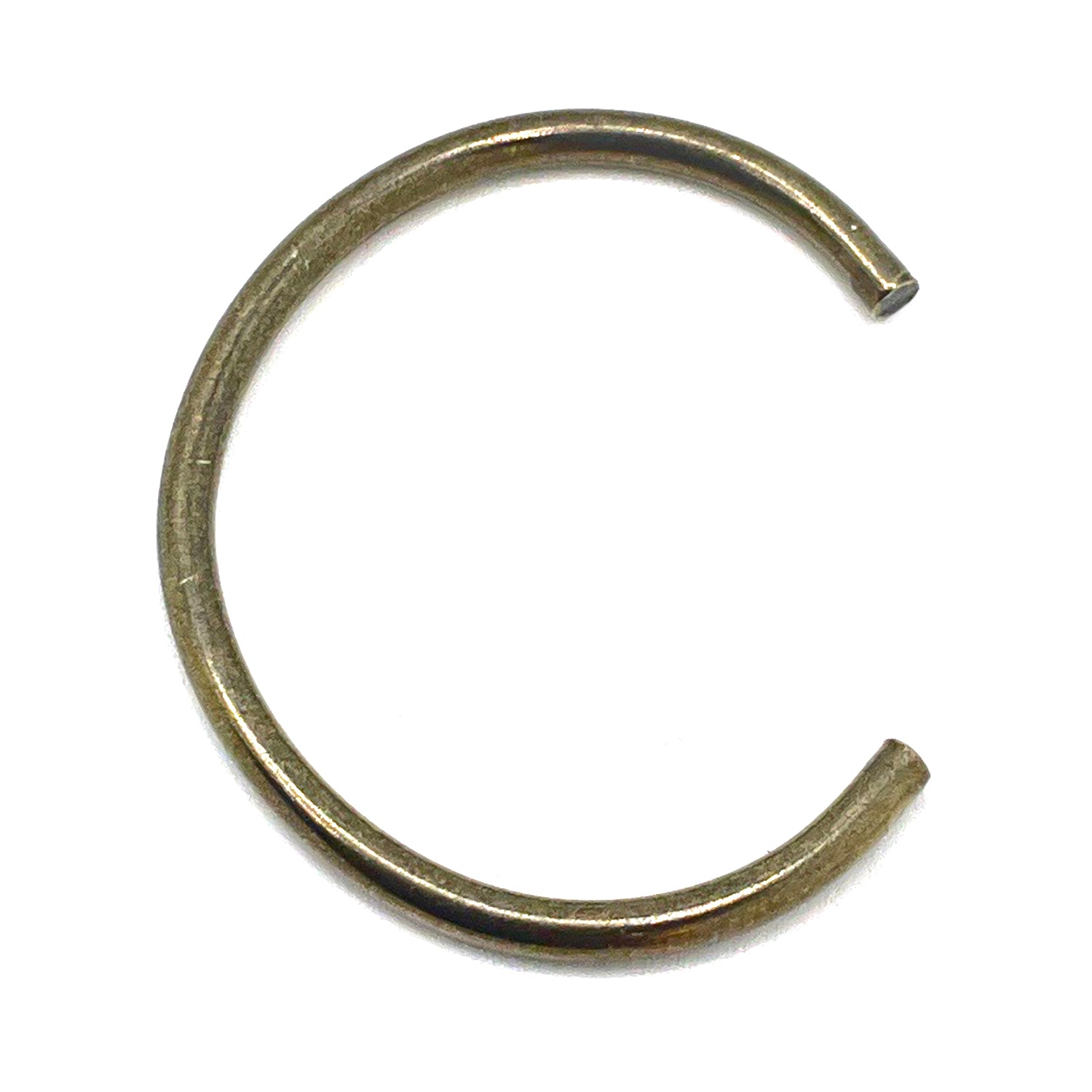 Metal ring spring clip with a circular shape and an open gap, made of durable steel.