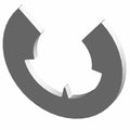 Silver metal retaining E-clip with a 7.0 mm inner diameter and notched design.