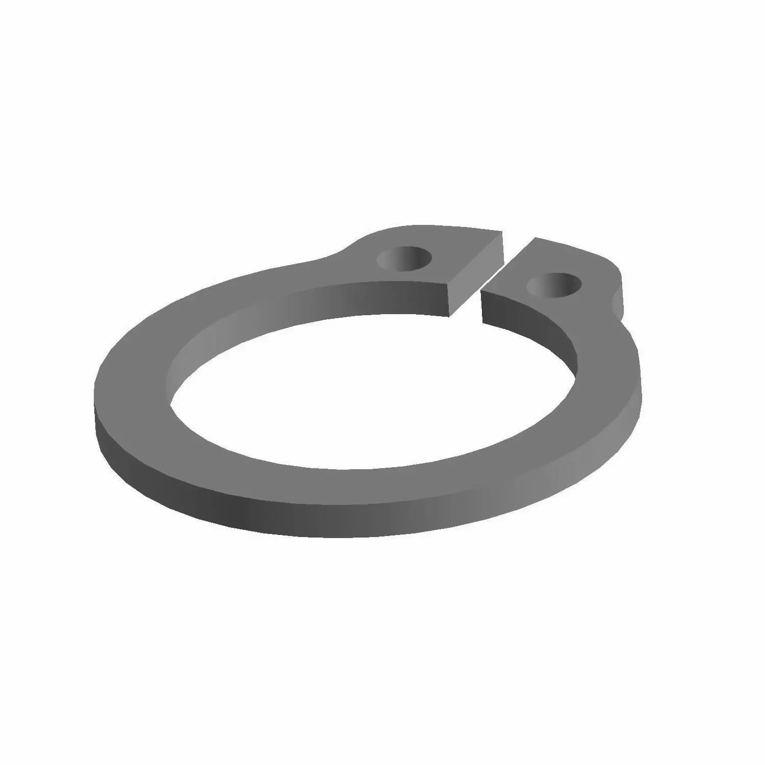 A 3D-rendered image of the Retaining Ring by Polaris, resembling OEM part 7710717, featuring a small gap and two end holes—commonly used to secure components on a shaft or in a bore.