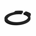 Black metal external retaining ring with open ends and two small holes for securing.