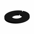Black circular retainer clip with a 1/4 turn slot and flat profile.