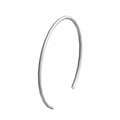 Silver metal snap ring with a gap, circular shape, thin and smooth finish.
