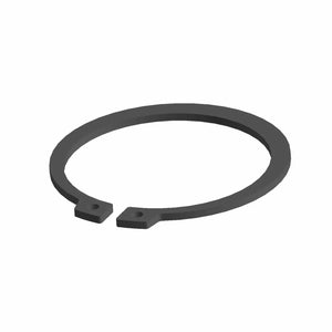 The Polaris 55mm External Retaining Ring is a black circular snap ring with two small end holes, commonly used as an OEM part for securing components on a motorcycle drivetrain shaft or inside a bore.