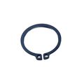 The Ring-Rtg,Ext,30.3X1.5 by Polaris is a black metal snap ring with end holes, used to secure parts on shafts or in bores—perfect for Polaris UTV and ATV models. OEM part shown on a white background.