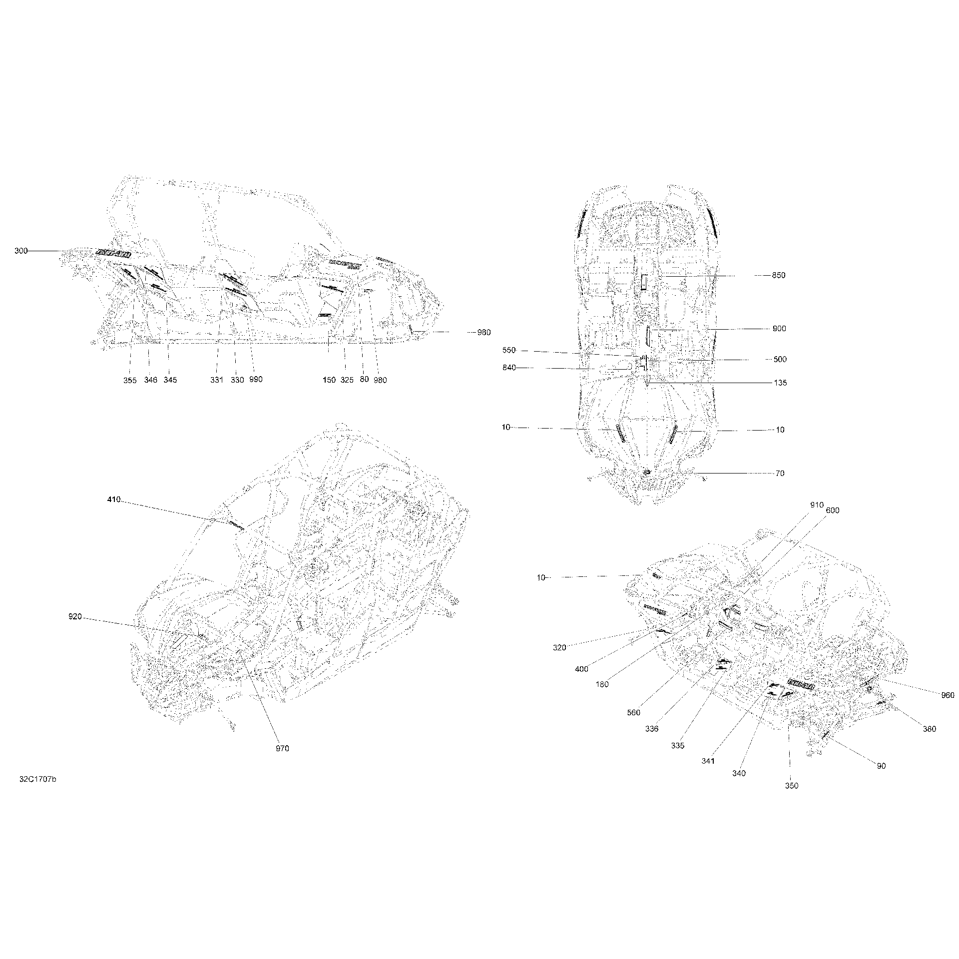 An Image of a Genuine Can-Am Parts Schematic Diagram showing the schematic - DECALS - 1000R EFI
