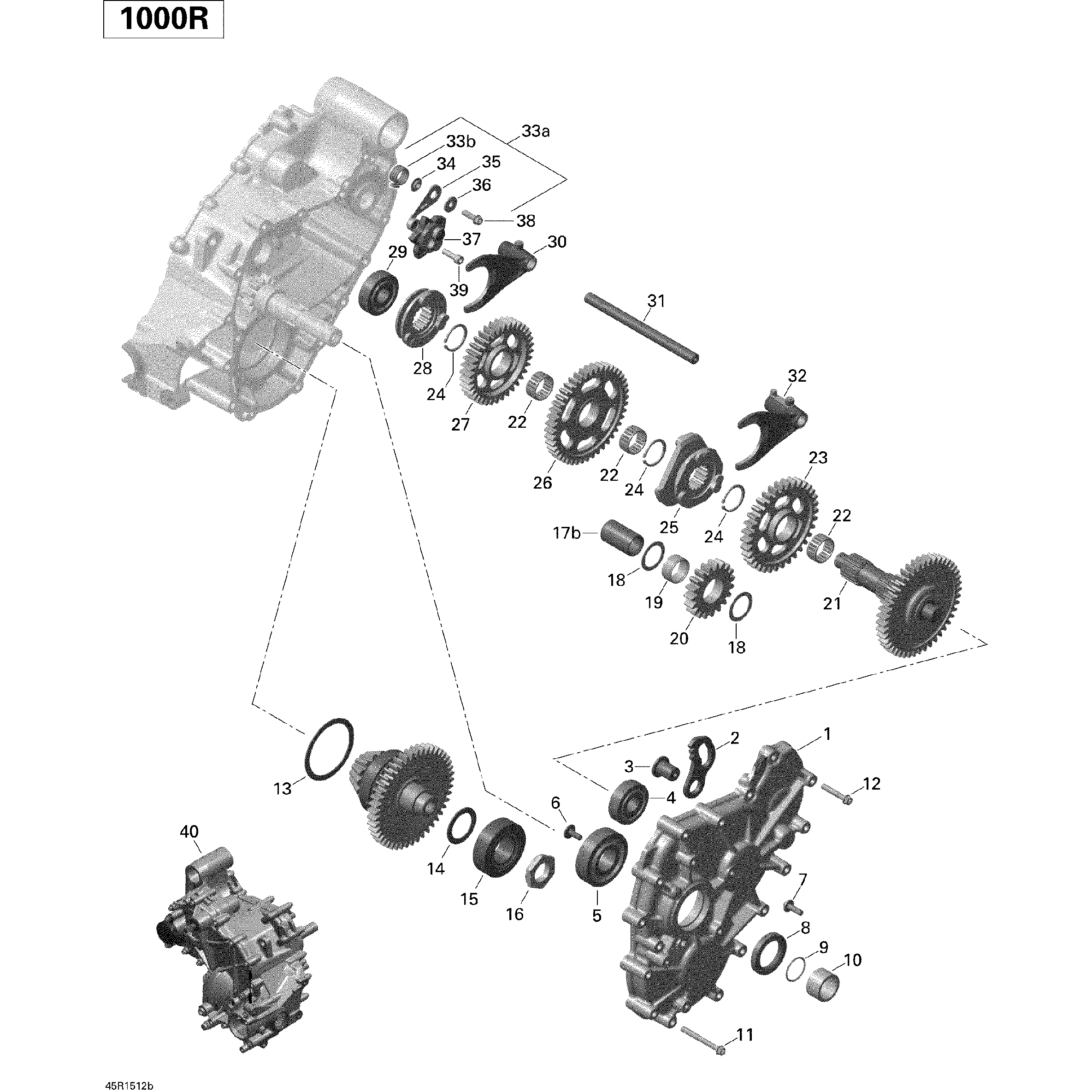 An Image of a Genuine Can-Am Parts Schematic Diagram showing the schematic - GEAR BOX 2_45R1512B