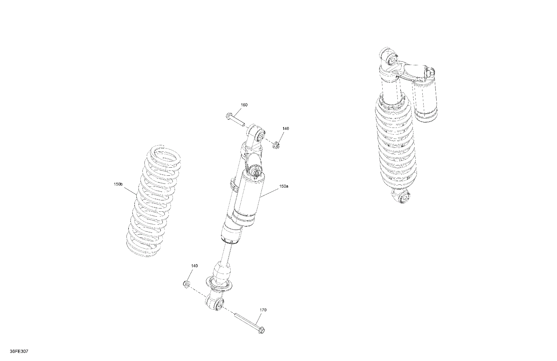 An Image of a Genuine Can-Am Parts Schematic Diagram showing the schematic - SUSPENSION - REAR SHOCKS