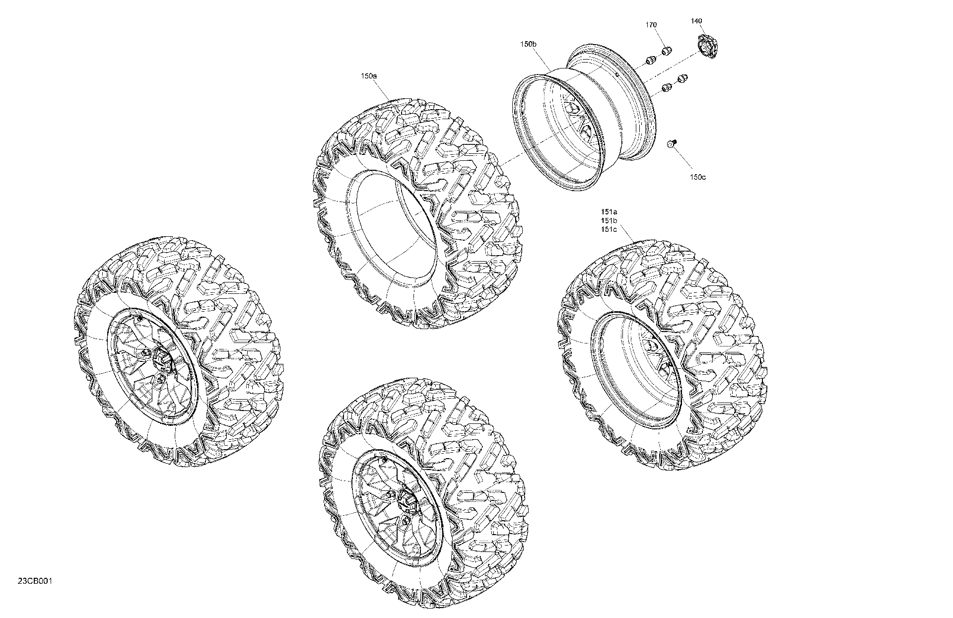 An Image of a Genuine Can-Am Parts Schematic Diagram showing the schematic - DRIVE - REAR WHEELS