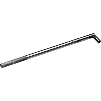 A metal telescopic wheel nut wrench with a textured grip and L-shaped socket head is ideal for vehicle wheel nuts, and pairs perfectly with the Valve Stem Puller by Dill Air Controls for efficient tire maintenance.