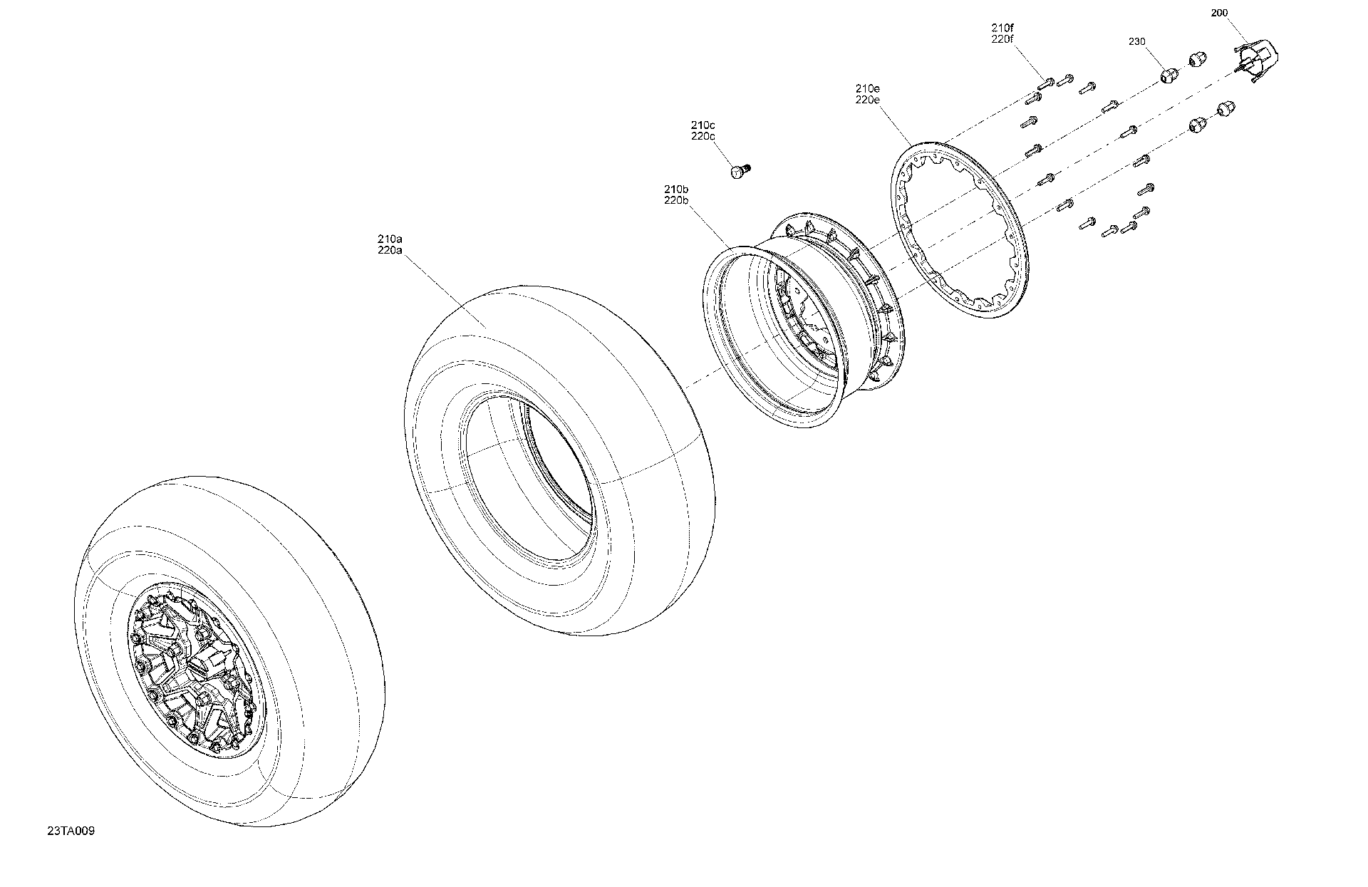 An Image of a Genuine Can-Am Parts Schematic Diagram showing the schematic - DRIVE - FRONT WHEELS - X XC