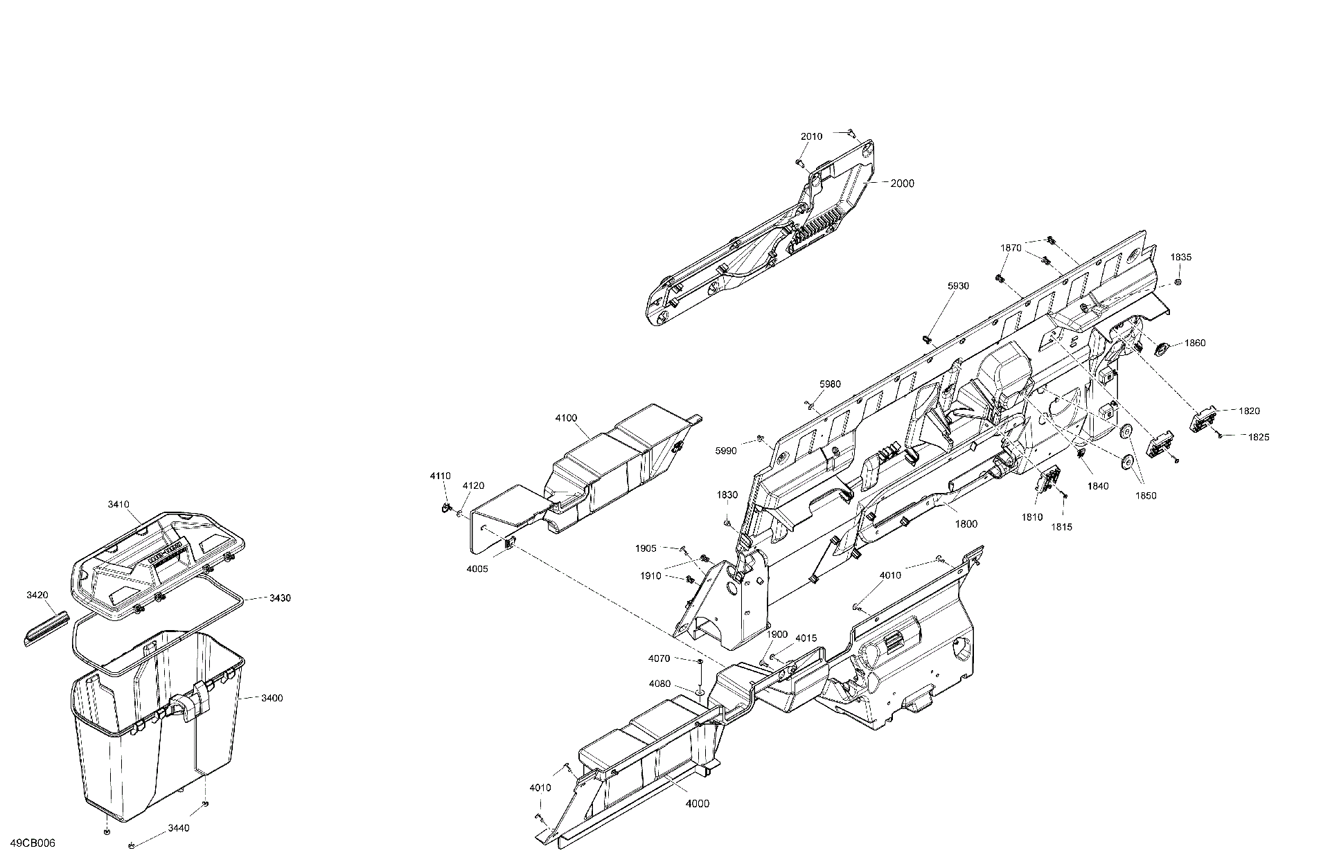 An Image of a Genuine Can-Am Parts Schematic Diagram showing the schematic - CAB INTERIOR - BACK WALL