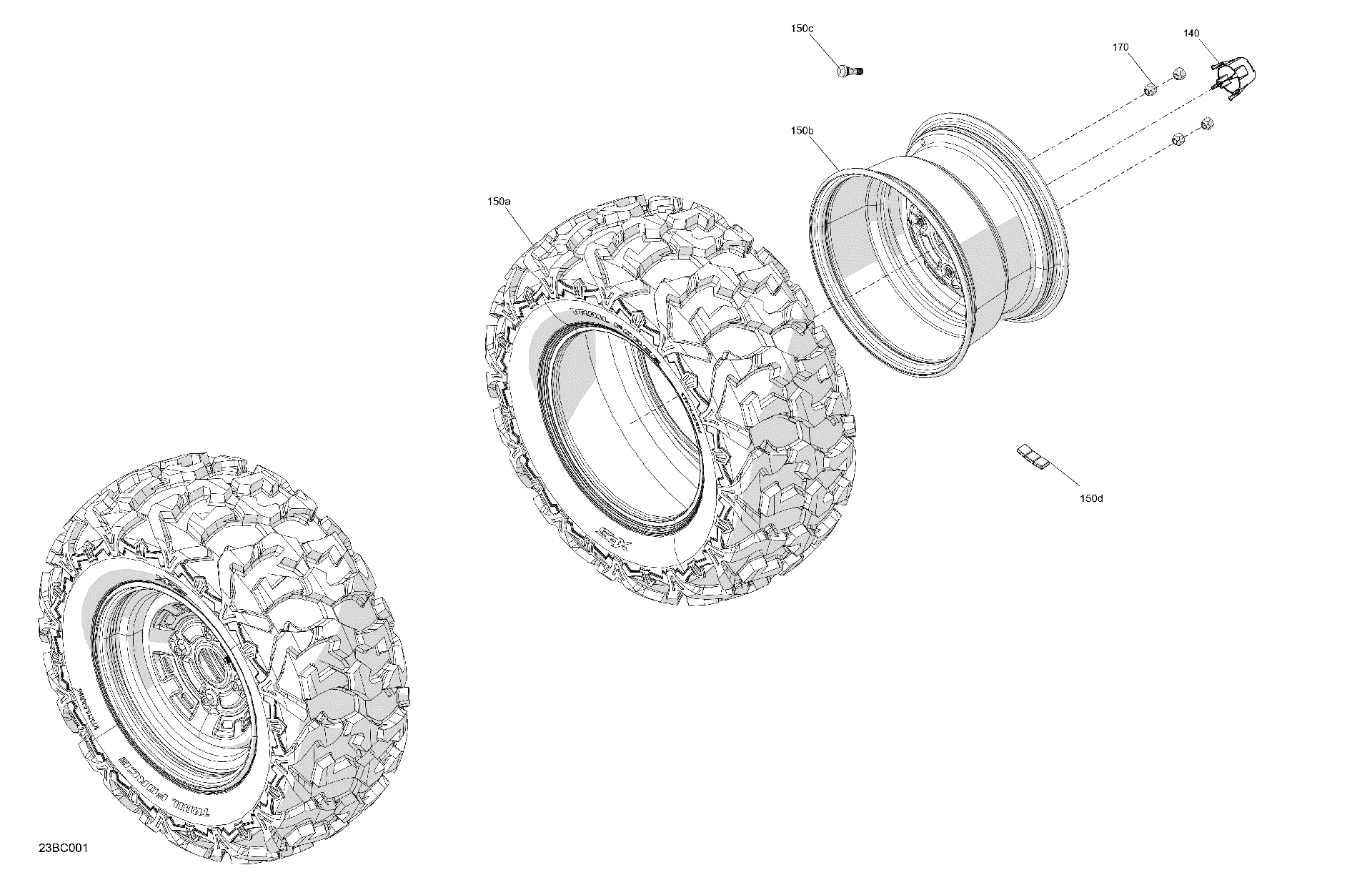 An Image of a Genuine Can-Am Parts Schematic Diagram showing the schematic - DRIVE - REAR WHEELS