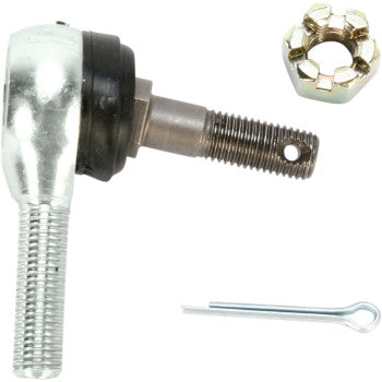 Epi Tie Rod End Left & Right Inner, featuring a threaded metal shaft with castellated nut and cotter pin—OEM-quality for extended performance—displayed on a white background.