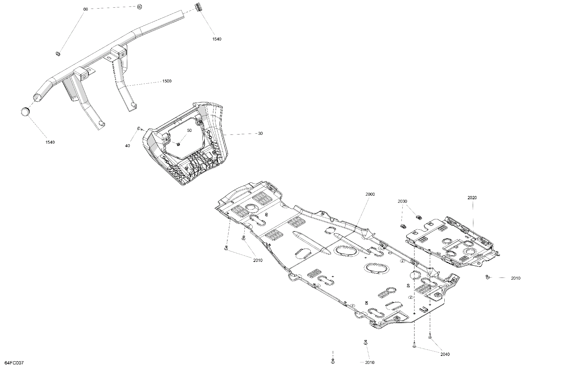 An Image of a Genuine Can-Am Parts Schematic Diagram showing the schematic - BODY - SKID PLATE AND BUMPER