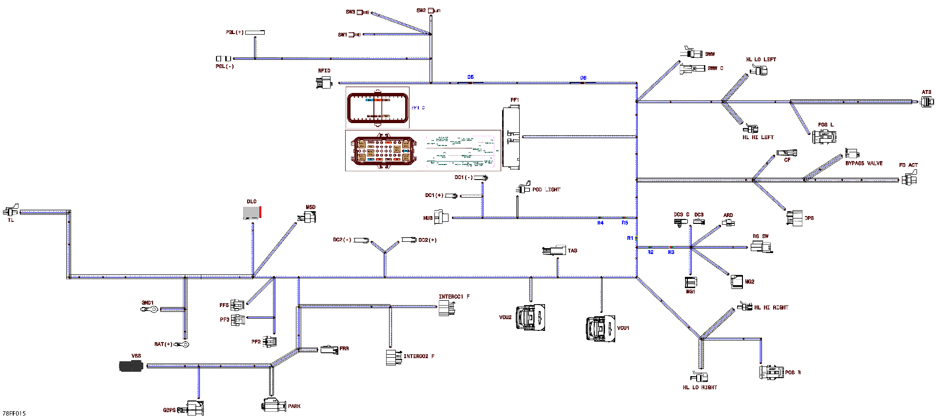 An Image of a Genuine Can-Am Parts Schematic Diagram showing the schematic - ELECTRIC - MAIN HARNESS - 710009748