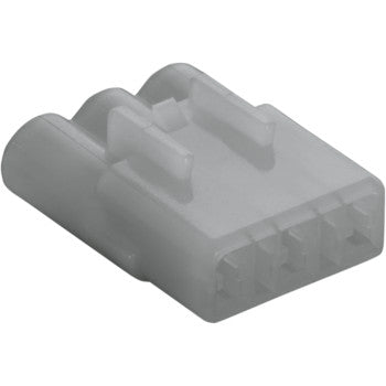 A close-up of the HM Series Connector 3 Position Female by Namz, a gray plastic connector typically used for linking computer components in custom setups.