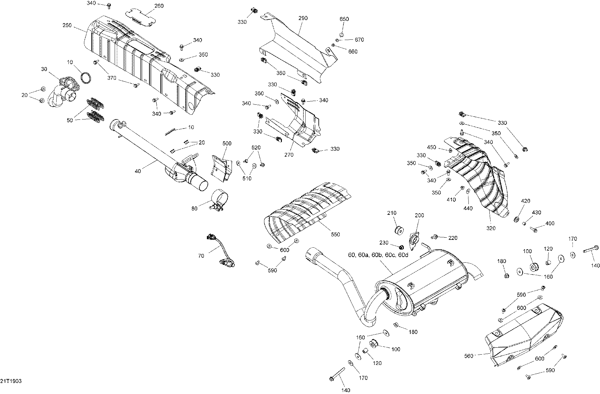 An Image of a Genuine Can-Am Parts Schematic Diagram showing the schematic - EXHAUST - 1000R EFI