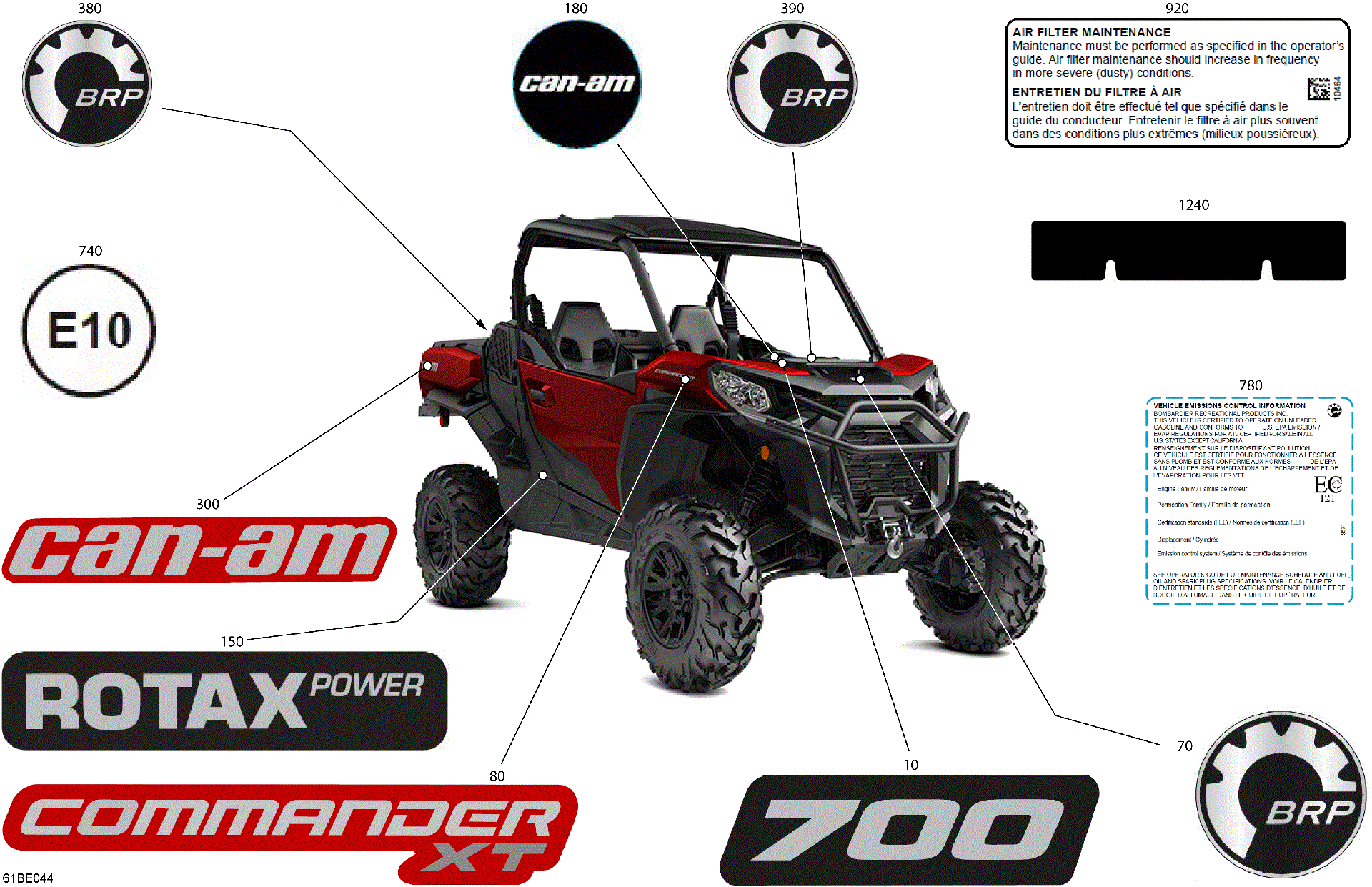 An Image of a Genuine Can-Am Parts Schematic Diagram showing the schematic - BODY - DECALS
