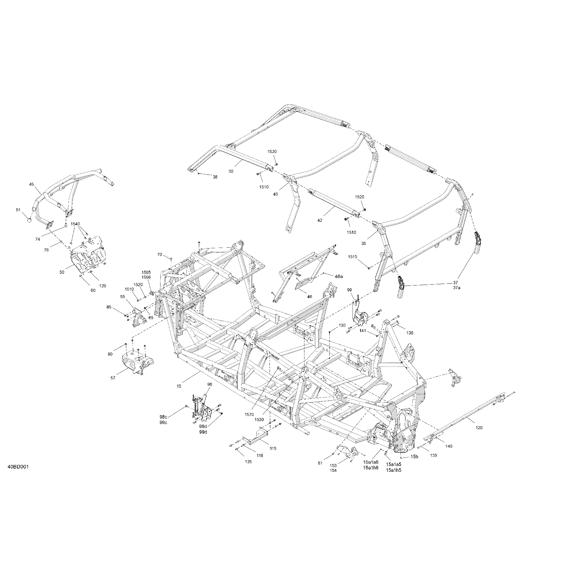 An Image of a Genuine Can-Am Parts Schematic Diagram showing the schematic - FRAME - SYSTEM