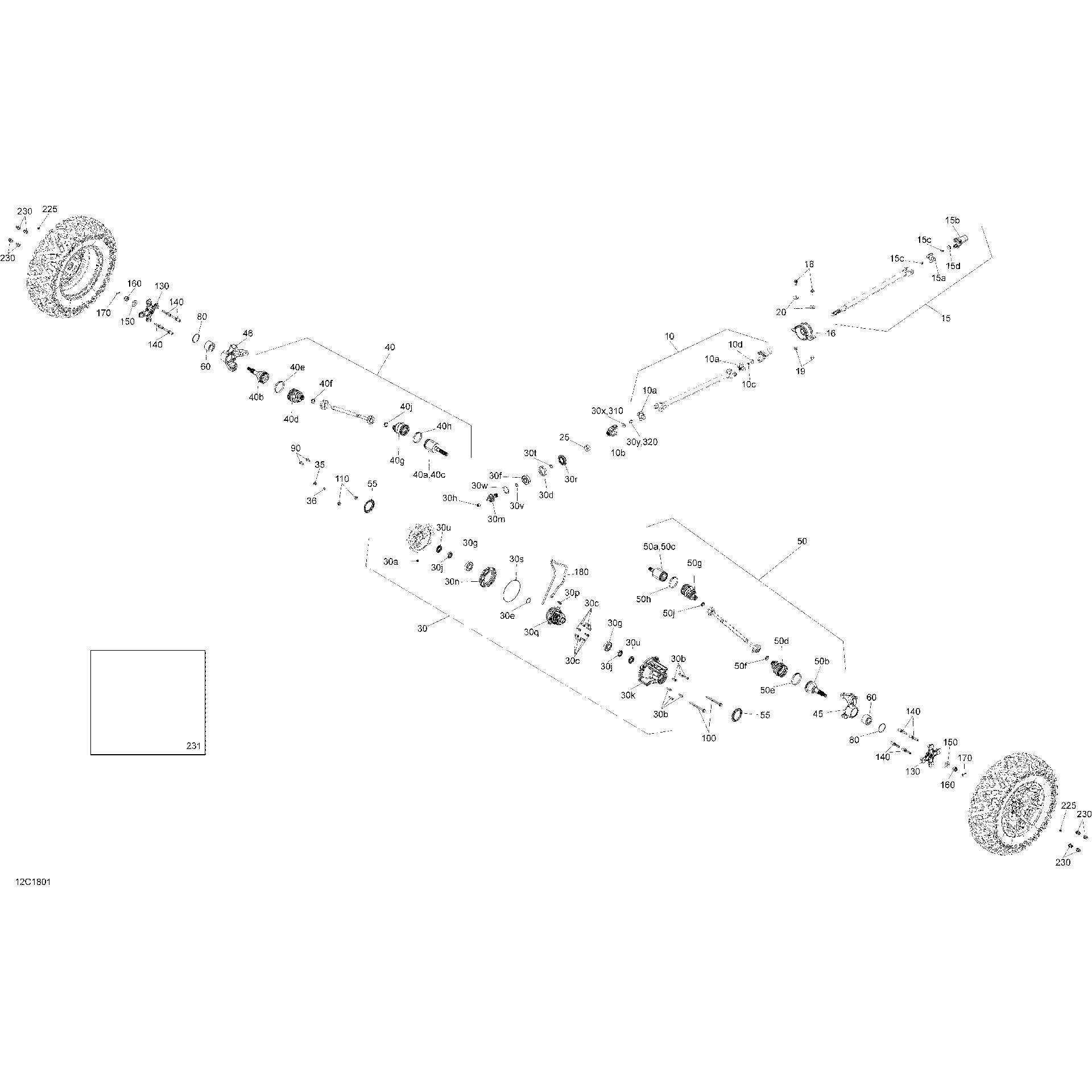 An Image of a Genuine Can-Am Parts Schematic Diagram showing the schematic - FRONT DRIVE - COMMANDER