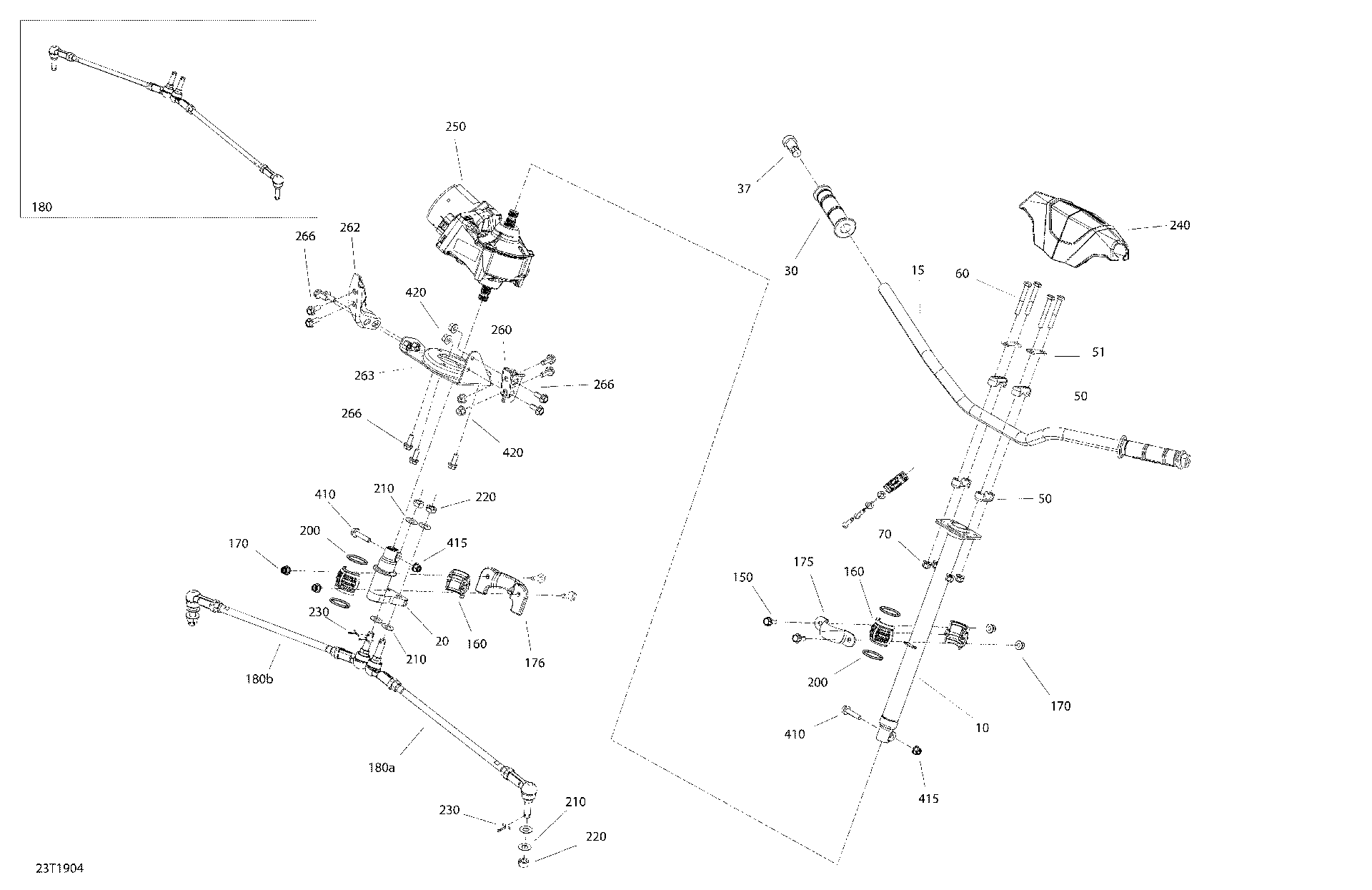 An Image of a Genuine Can-Am Parts Schematic Diagram showing the schematic - STEERING 6X6 - 450 EFI - 