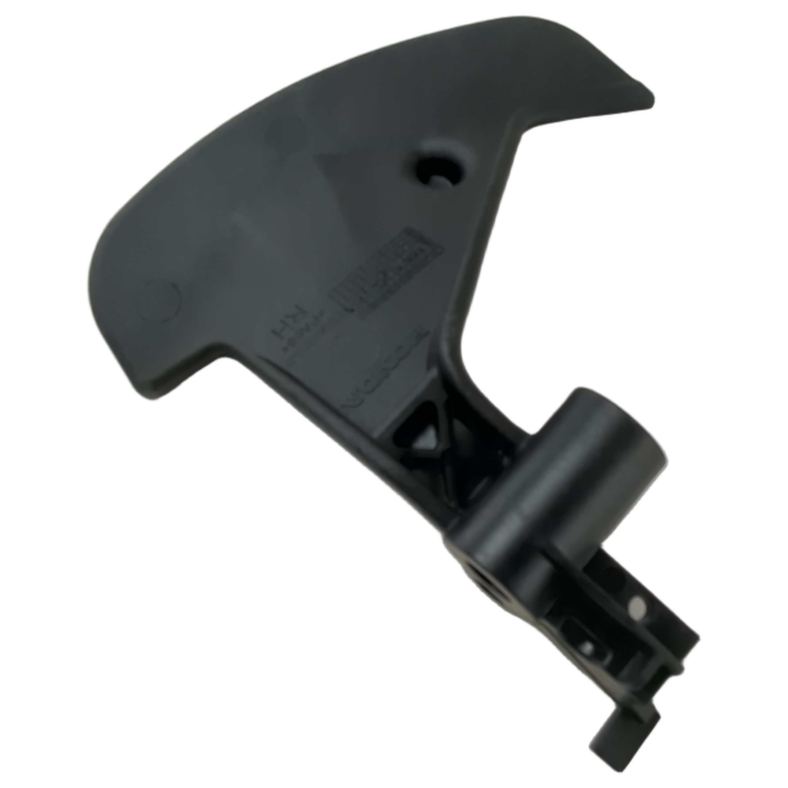 Black plastic right paddle with mounting hole and cylindrical connector attachment.