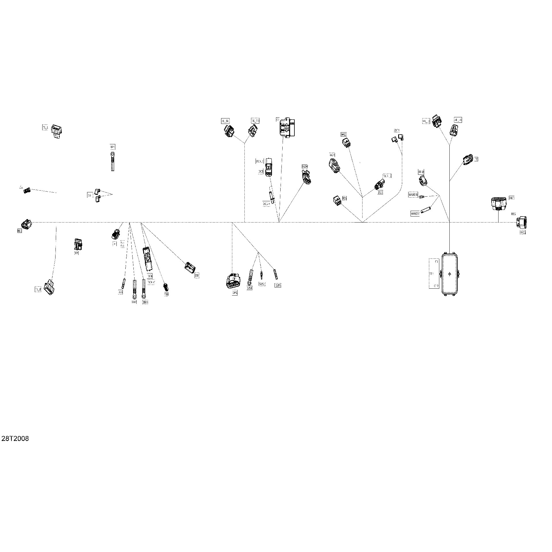 An Image of a Genuine Can-Am Parts Schematic Diagram showing the schematic - MAIN HARNESS - 710006587