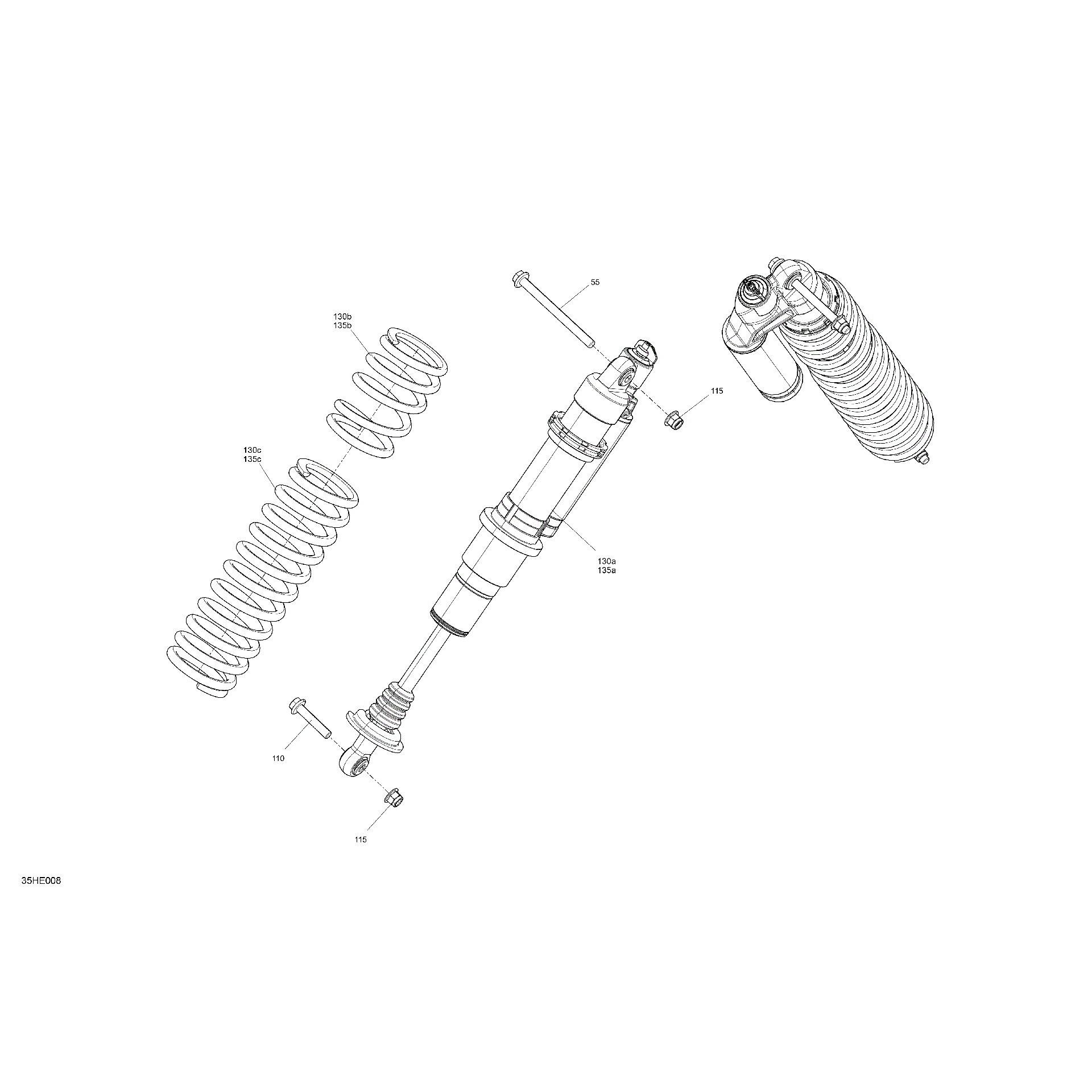 An Image of a Genuine Can-Am Parts Schematic Diagram showing the schematic - SUSPENSION - FRONT SHOCKS
