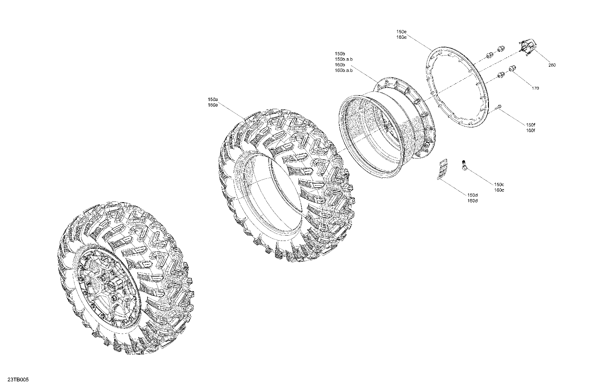 An Image of a Genuine Can-Am Parts Schematic Diagram showing the schematic - DRIVE - REAR WHEELS