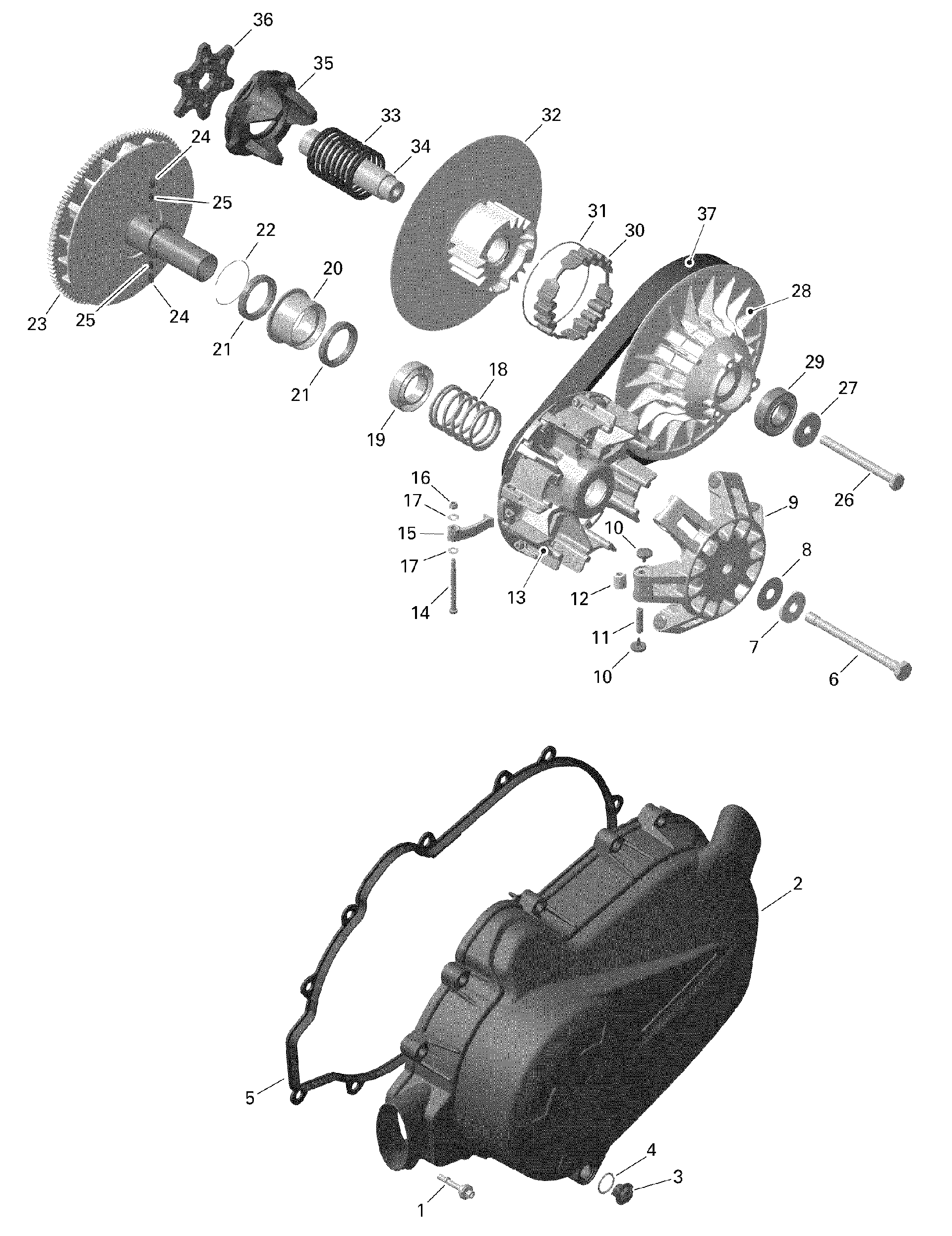 An Image of a Genuine Can-Am Parts Schematic Diagram showing the schematic - ENGINE - TRANSMISSION - 450
