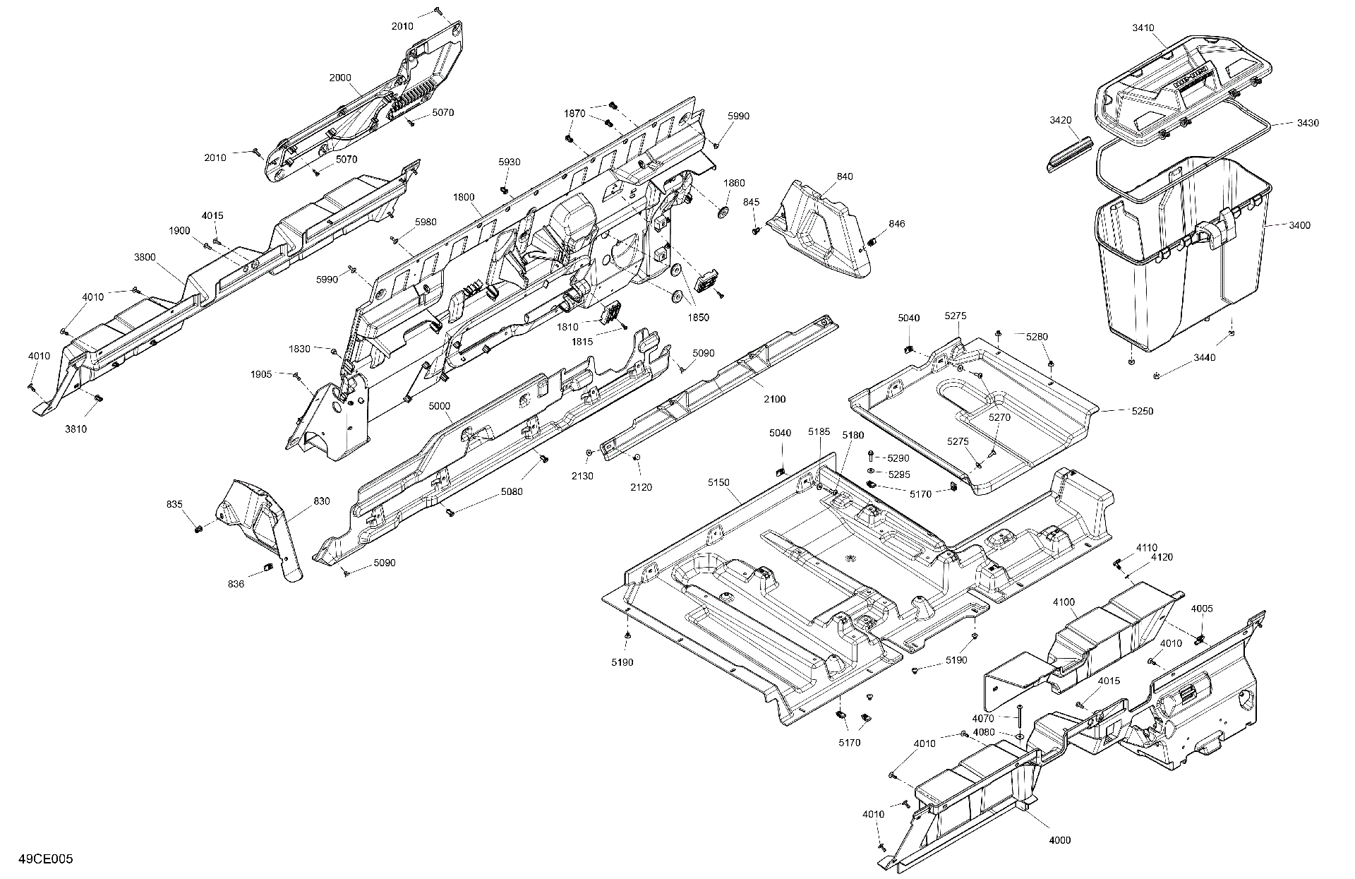 An Image of a Genuine Can-Am Parts Schematic Diagram showing the schematic - CAB INTERIOR - BACK WALL