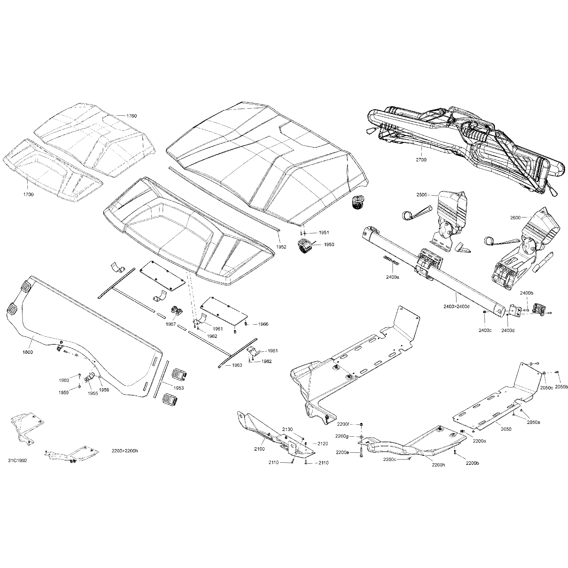 An Image of a Genuine Can-Am Parts Schematic Diagram showing the schematic - BODY AND ACCESSORIES - ACCESSORIES - HUNTING EDITION