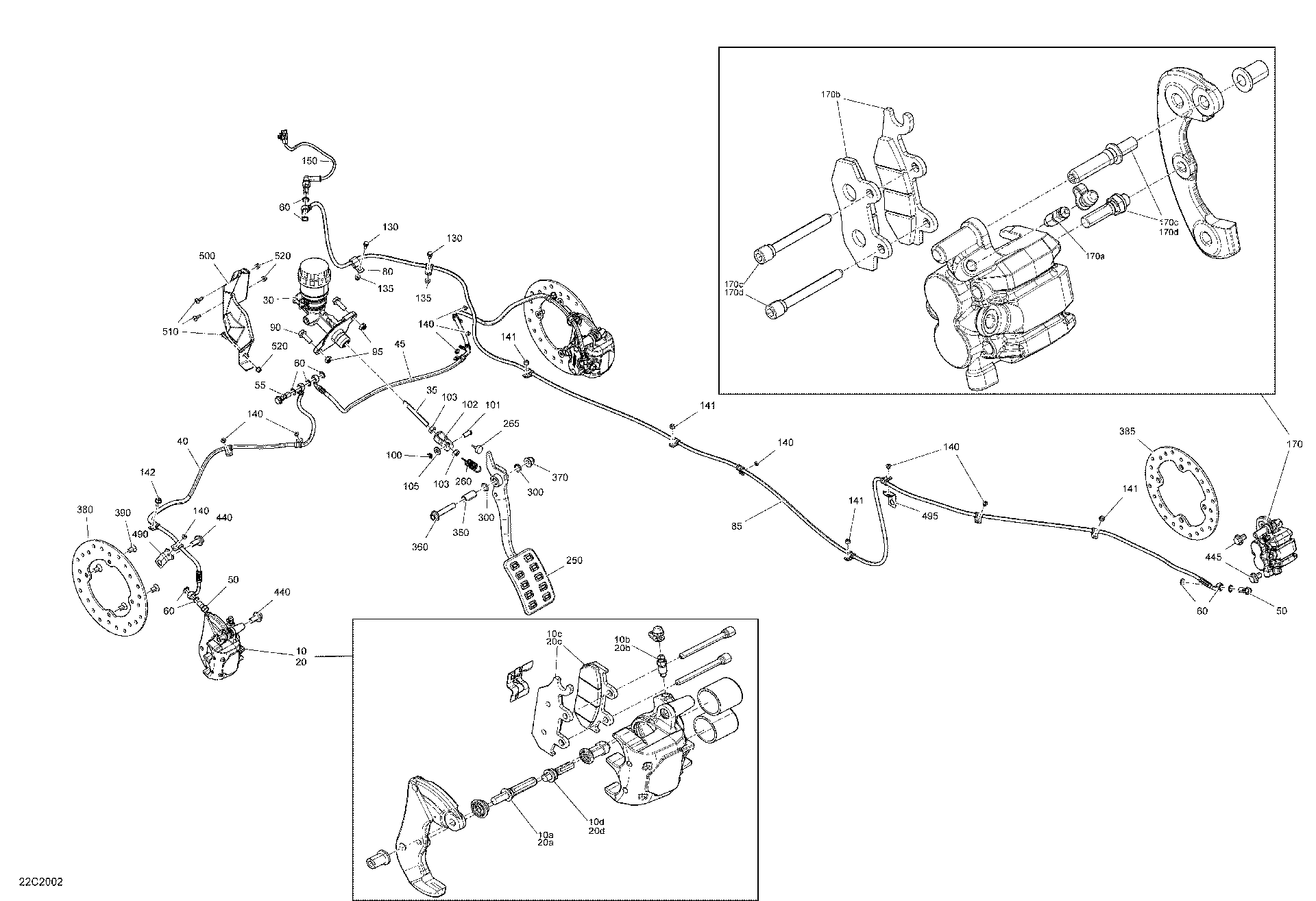 An Image of a Genuine Can-Am Parts Schematic Diagram showing the schematic - BRAKES