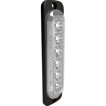 The Denali B6 Brake Light is a slim, rectangular LED strip with high-power LEDs, a black mounting frame, and clear cover, designed for surface installation as an effective brake light.
