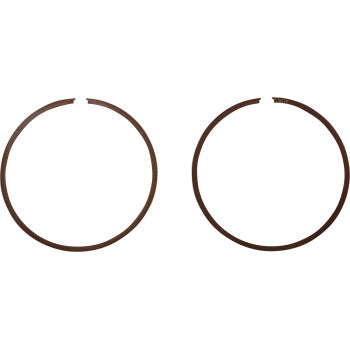 Two brown metal snap rings with small gaps, shown side by side on a white background. These are part of the Ring Set by Wiseco, suitable for use with Wiseco pistons or as components in a piston ring set.