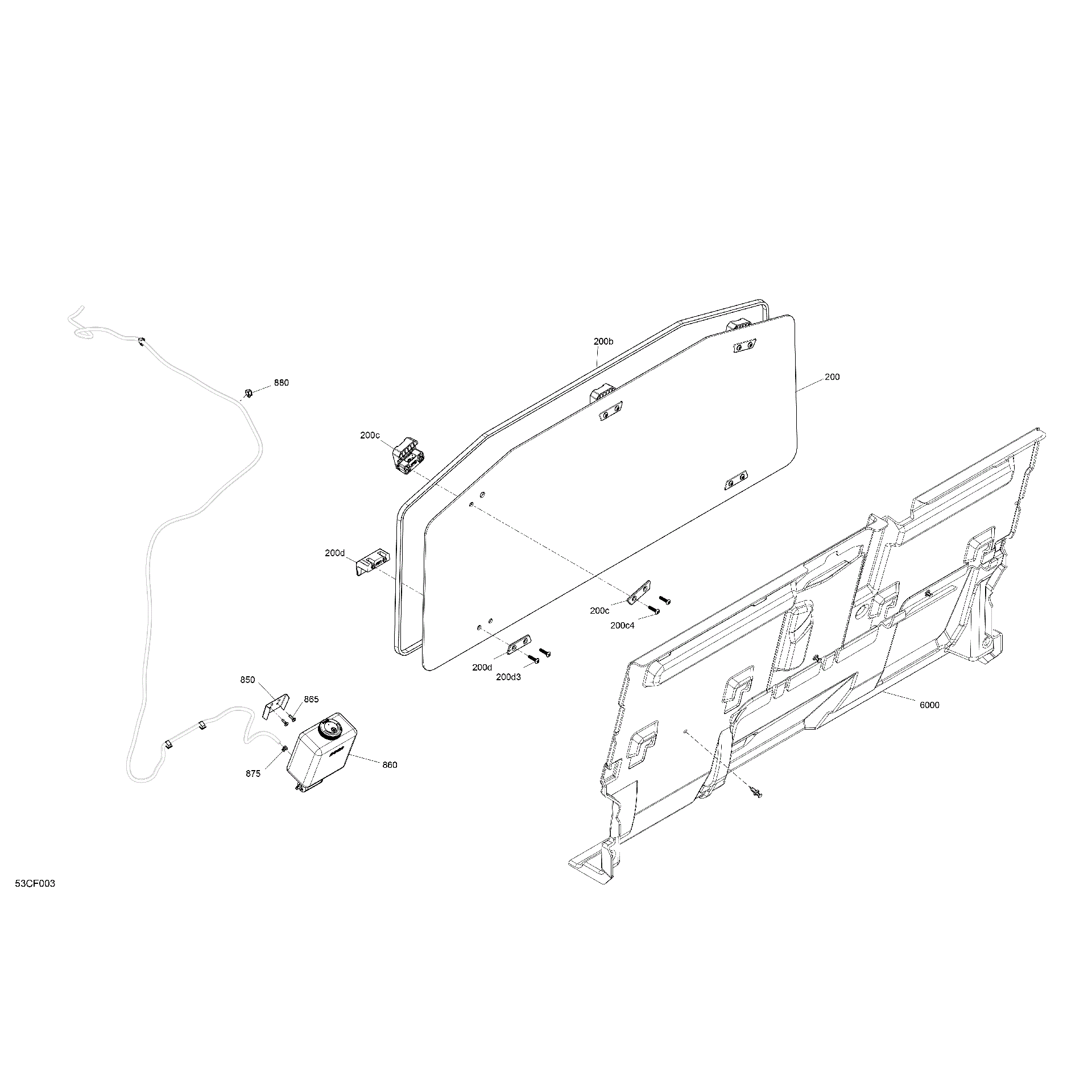 An Image of a Genuine Can-Am Parts Schematic Diagram showing the schematic - ENCLOSURE CAB - BACK WALL