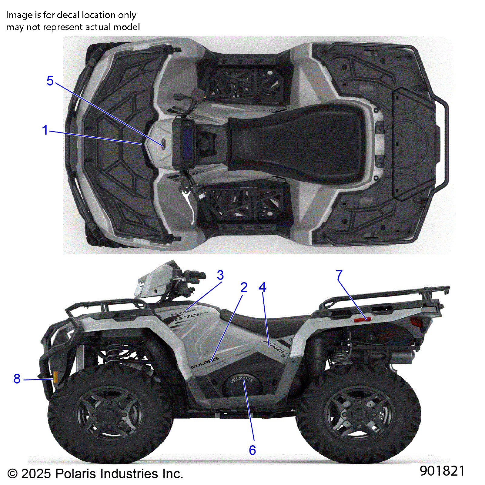 An Image of a Genuine Polaris Parts Schematic Diagram showing the schematic - BODY: DECALS GRAPHIC - 2026 POLARIS SPORTSMAN 570 UTILITY 49S